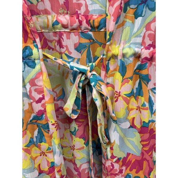 Floral Kimono Cardigan Womens Small Medium Multicolor Tie Waist Lightweight Boho - Picture 5 of 8